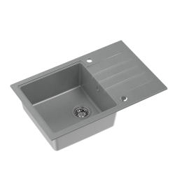 QUADRON PETER 111 GraniteQ zlewozmywak granitowy silver stone 1-komorowy z/o (78x50x20) z syfonem i zaślepką