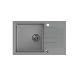 QUADRON PETER 111 GraniteQ zlewozmywak granitowy silver stone 1-komorowy z/o (78x50x20) z syfonem i zaślepką