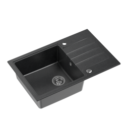 QUADRON PETER 111 GraniteQ zlewozmywak granitowy black dotted (czarny) 1-komorowy z/o (78x50x20) z syfonem save space i zaślepką