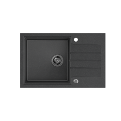 QUADRON PETER 111 GraniteQ zlewozmywak granitowy black dotted (czarny) 1-komorowy z/o (78x50x20) z syfonem save space i zaślepką