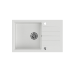 QUADRON PETER 111 GraniteQ zlewozmywak granitowy snow white 1-komorowy z/o (78x50x20) z syfonem i zaślepką
