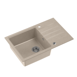QUADRON PETER 111 GraniteQ zlewozmywak granitowy river sand (beżowy) 1-komorowy z/o (78x50x20) z syfonem i zaślepką