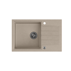 QUADRON PETER 111 GraniteQ zlewozmywak granitowy river sand (beżowy) 1-komorowy z/o (78x50x20) z syfonem i zaślepką