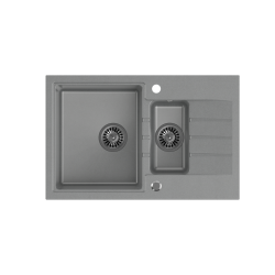 QUADRON PETER 156 GraniteQ zlewozmywak granitowy silver stone 1,5-komorowy z/o (78x50x20) z syfonem i zaślepką