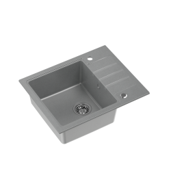 QUADRON PETER 116 GraniteQ zlewozmywak granitowy silver stone 1-komorowy z/o (62x50x20) z syfonem i zaślepką