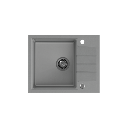 QUADRON PETER 116 GraniteQ zlewozmywak granitowy silver stone 1-komorowy z/o (62x50x20) z syfonem i zaślepką