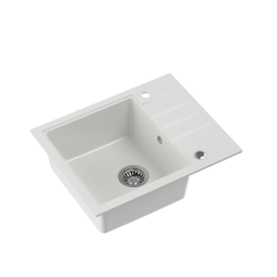 QUADRON PETER 116 GraniteQ zlewozmywak granitowy snow white 1-komorowy z/o (62x50x20) z syfonem save space i zaślepką