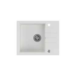 QUADRON PETER 116 GraniteQ zlewozmywak granitowy snow white 1-komorowy z/o (62x50x20) z syfonem save space i zaślepką
