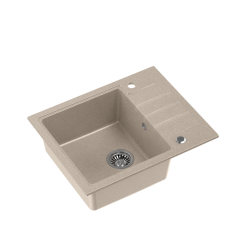 QUADRON PETER 116 GraniteQ zlewozmywak granitowy river sand (beżowy) 1-komorowy z/o (62x50x20) z syfonem i zaślepką