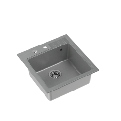QUADRON PETER 110 GraniteQ zlewozmywak granitowy silver stone 1-komorowy z/o (50x52x20) z syfonem i zaślepką