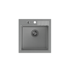 QUADRON PETER 110 GraniteQ zlewozmywak granitowy silver stone 1-komorowy z/o (50x52x20) z syfonem i zaślepką