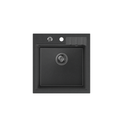 QUADRON PETER 110 GraniteQ zlewozmywak granitowy black dotted (czarny) 1-komorowy z/o (50x52x20) z syfonem i zaślepką