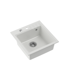 QUADRON PETER 110 GraniteQ zlewozmywak granitowy snow white 1-komorowy z/o (50x52x20) z syfonem i zaślepką