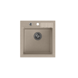 QUADRON PETER 110 GraniteQ zlewozmywak granitowy river sand (beżowy) 1-komorowy z/o (50x52x20) z syfonem i zaślepką