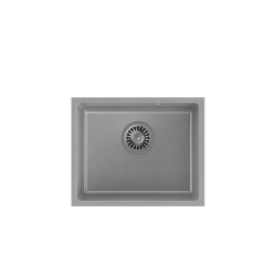 QUADRON ALEC 40 GraniteQ zlewozmywak silver stone 46x37,5x20,5 cm 1-komorowy b/o komora podwieszana okrągły odpływ + syfon manualny stal szczotkowana