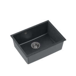 QUADRON ALEC 50 GraniteQ zlewozmywak black dotted (czarny) 53,5x40x20,5 cm 1-komorowy b/o komora podwieszana okrągły odpływ + syfon manualny stal szcz
