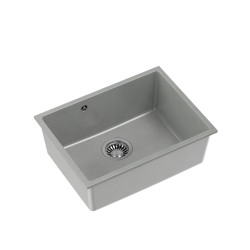 QUADRON ALEC 50 GraniteQ zlewozmywak silver stone 53,5x40x20,5 cm 1-komorowy b/o komora podwieszana okrągły odpływ + syfon manualny stal szczotkowana