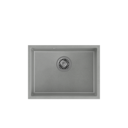 QUADRON ALEC 50 GraniteQ zlewozmywak silver stone 53,5x40x20,5 cm 1-komorowy b/o komora podwieszana okrągły odpływ + syfon manualny stal szczotkowana