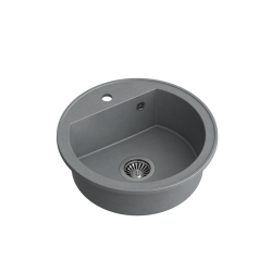 QUADRON JOHNNY 210 GraniteQ zlewozmywak granitowy silver stone 1 komorowy b/o (fi.51x18) z odpływem