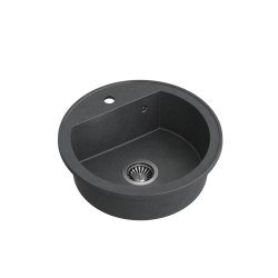 QUADRON JOHNNY 210 GraniteQ zlewozmywak granitowy black dotted (czarny) 1 komorowy b/o (fi.51x18) z odpływem