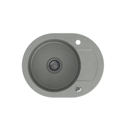 QUADRON JOHNNY 216 GraniteQ zlewozmywak granitowy silver stone 1 komorowy b/o (58x46x17,5) z zaślepką i odpływem