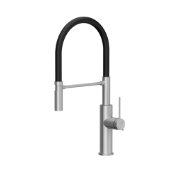 QUADRON bateria kuchenna GEMMA Q LINE SteelQ stal szczotkowana, czarny wąż