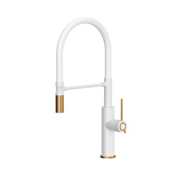 QUADRON bateria kuchenna GEMMA Q LINE SteelQ snow white / Nano PVD miedź, biały wąż