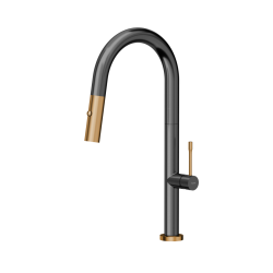 QUADRON FELICITY T LINE SteelQ bateria kuchenna z wyciąganą wylewką graphite metal / Nano PVD miedź