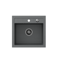 QUADRON JOHNNY 110 GraniteQ zlewozmywak granitowy silver stone 1-komorowy b/o (50x47x18,5), z syfonem i zaślepką stal szlachetna