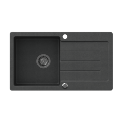 QUADRON JOHNNY 111 GraniteQ zlewozmywak granitowy black dotted (czarny) 1-komorowy z/o (77x44x18,5), z syfonem i zaślepką stal szlachetna