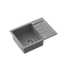 QUADRON JOHNNY 116 GraniteQ zlewozmywak granitowy silver strone 1-komorowy z/o (60x44x18,5), z syfonem i zaślepką stal szlachetna