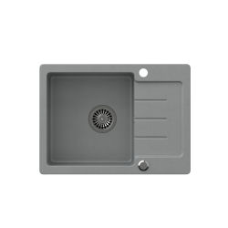 QUADRON JOHNNY 116 GraniteQ zlewozmywak granitowy silver strone 1-komorowy z/o (60x44x18,5), z syfonem i zaślepką stal szlachetna