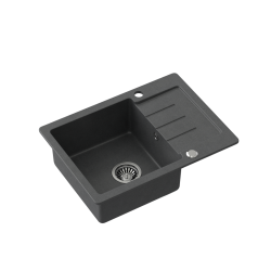 QUADRON JOHNNY 116 GraniteQ zlewozmywak granitowy black dotted (czarny) 1-komorowy z/o (60x44x18,5), z syfonem i zaślepką stal szlachetna