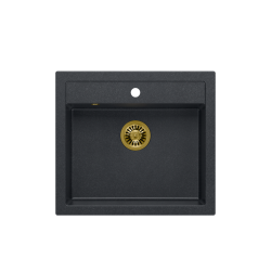 QUADRON BILL 110 GRANITEQ zlewozmywak wpuszczany 1-komorowy 595x540x205 mm, black diamond / elementy złote