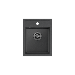 QUADRON JOHNNY 90 GraniteQ zlewozmywak granitowy black dotted (czarny) 1-komorowy z/o (39x50x20), z syfonem stal szlachetna