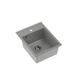 QUADRON JOHNNY 90 GraniteQ zlewozmywak granitowy silver stone 1-komorowy z/o (39x50x20), z syfonem stal szlachetna