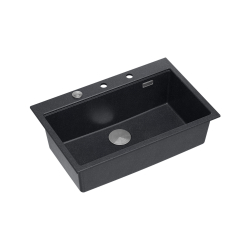 MARC 110 WORKSTATION GraniteQ zlewozmywak 1-komorowy 760*500*220 mm black diamond + syfon push to open + dozownik stal szcz.+ wkładka ociekowa+ Qmata