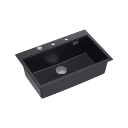 MARC 110 WORKSTATION GraniteQ zlewozmywak 1-komorowy 760*500*220 mm pure carbon + syfon push to open + dozownik stal szcz.+ wkładka ociekowa+ Qmata +d
