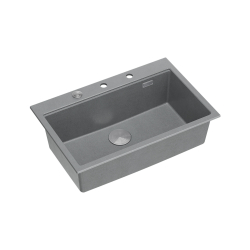 MARC 110 WORKSTATION GraniteQ zlewozmywak 1-komorowy 760*500*220 mm silver stone + syfon push to open + dozownik stal szcz.+ wkładka ociekowa+ Qmata +