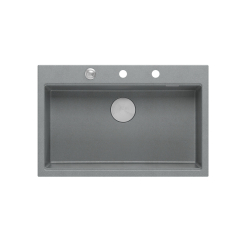 MARC 110 WORKSTATION GraniteQ zlewozmywak 1-komorowy 760*500*220 mm silver stone + syfon push to open + dozownik stal szcz.+ wkładka ociekowa+ Qmata +