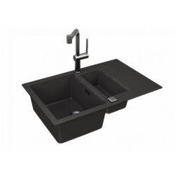 CADIT 70 kol. 91 CZARNY (790x500) zlew Granital 1,5 kom. z syfonem POP-UP 3 1/2