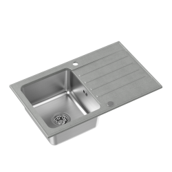 KENNETH 111 Fusion GraniteQ silver stone z komorą stalową (780x480x190) z syfonem manualnym i zaślepką