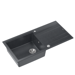 QUADRON EVAN 146 XL GraniteQ zlewozmywak z syfonem Push 2 Open 1-komorowy z/o (1000x500x210; kom. 420x480) black diamond / elementy stalowe