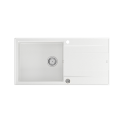 QUADRON EVAN 146 XL GraniteQ zlewozmywak z syfonem Push 2 Open 1-komorowy z/o (1000x500x210; kom. 420x480) snow white / elementy stalowe