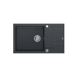 QUADRON EVAN 136 XL GraniteQ zlewozmywak z syfonem Push To Open 1-komorowy z/o (860x500x210; kom. 420x490) black diamond / elementy stalowe