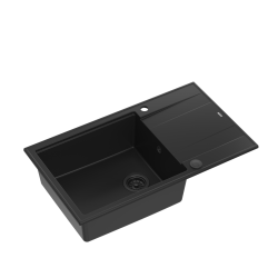 QUADRON EVAN 136 XL GraniteQ zlewozmywak z syfonem Push To Open 1-komorowy z/o (860x500x210; kom. 420x490) pure carbon / elementy pure carbon