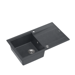 QUADRON EVAN 111 GraniteQ zlewozmywak z syfonem Push 2 Open 1-komorowy z/o (860x500x210) black diamond / elementy stalowe