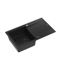 QUADRON EVAN 111 GraniteQ zlewozmywak z syfonem Push 2 Open 1-komorowy z/o (860x500x210) pure carbon / elementy pure carbon
