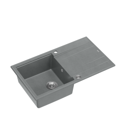 QUADRON EVAN 111 GraniteQ zlewozmywak z syfonem Push 2 Open 1-komorowy z/o (860x500x210) silver stone / elementy stalowe
