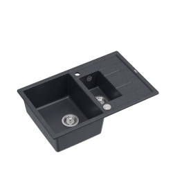 MORGAN 156 GraniteQ zlewozmywak black diamond z syfonem Push To Open okrągły 1,5-komorowy z/o / stal szlachetna